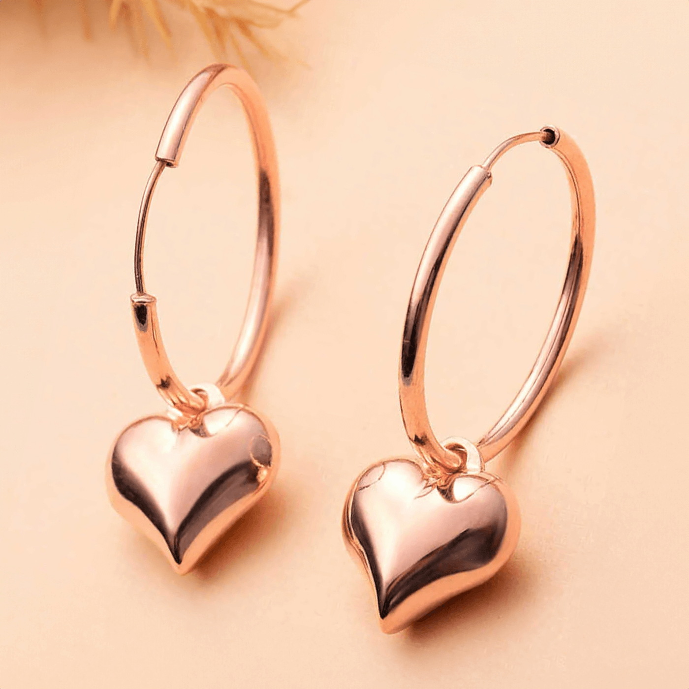 Heart Charm Hoop Earrings Silver Statement Jewelry