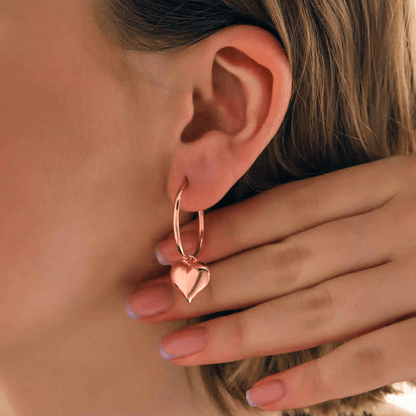Heart Charm Hoop Earrings Silver Statement Jewelry
