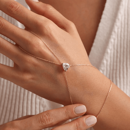 Heart Zircon Gemstone Hand Chain 925 Silver Bracelet