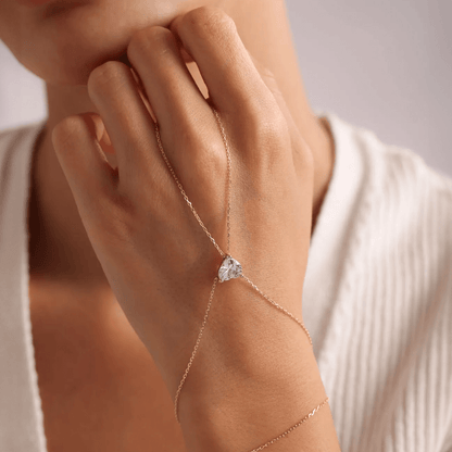 Heart Zircon Gemstone Hand Chain 925 Silver Bracelet