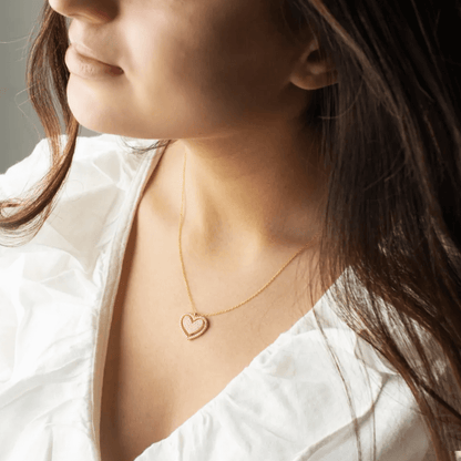 Pave Zircon Spinning Heart Pendant Necklace