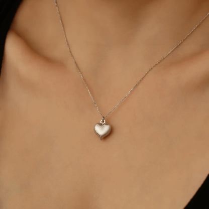 Puffed Heart Necklace in 18K Gold Plated Silver