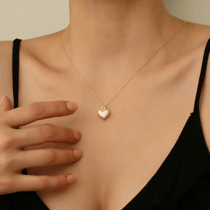 Puffed Heart Necklace in 18K Gold Plated Silver