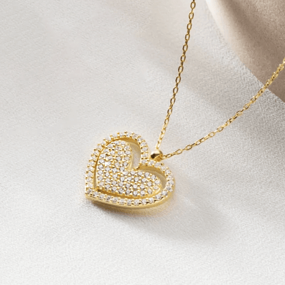 Pave Zircon Spinning Heart Pendant Necklace
