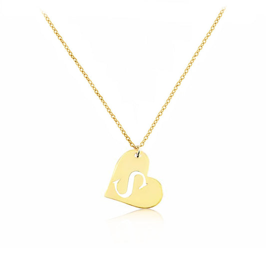 Dangling Letter Heart Necklace 14k Gold Custom Jewelry