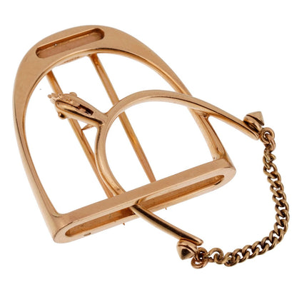 Herthtmes Vintage 1960s' Stirrup 18k Yellow Gold Brooch