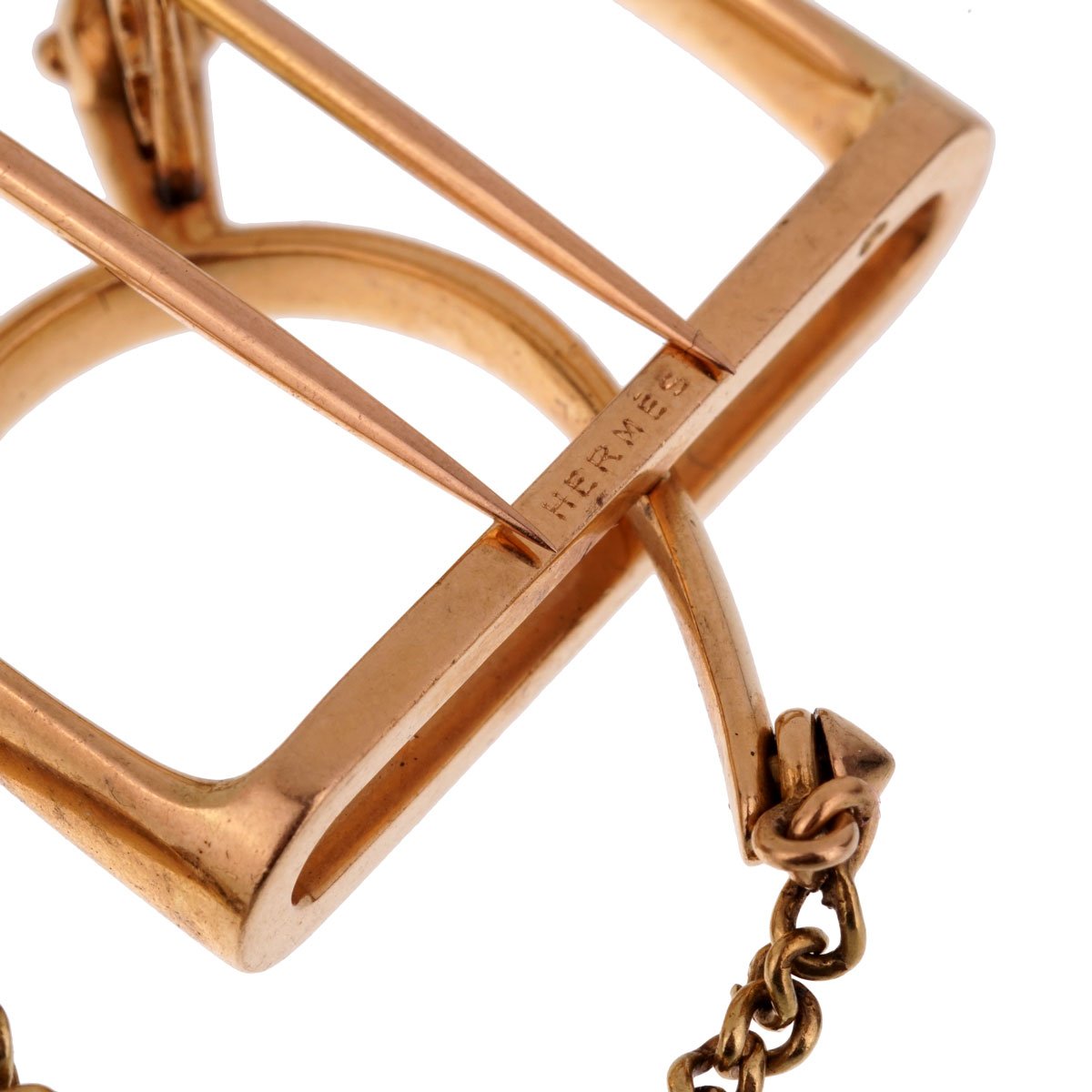 Herthtmes Vintage 1960s' Stirrup 18k Yellow Gold Brooch