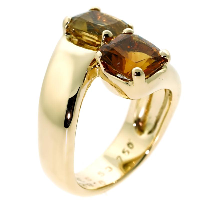 Herthtmes Vintage Citrine Bypass Cocktail 18K Yellow Gold Ring
