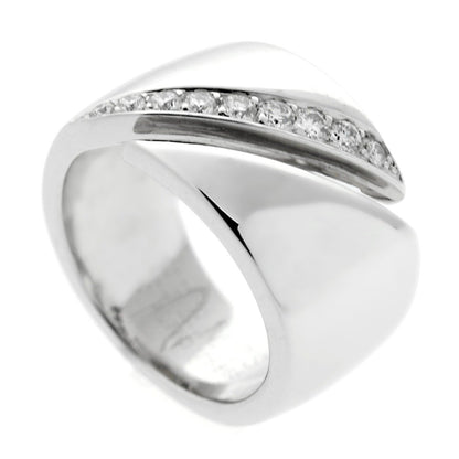Herthtmes Vintage Bypass Diamond 18k White Gold Cocktail Ring