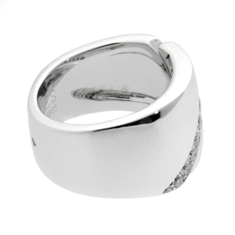 Herthtmes Vintage Bypass Diamond 18k White Gold Cocktail Ring