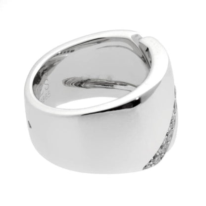 Herthtmes Vintage Bypass Diamond 18k White Gold Cocktail Ring