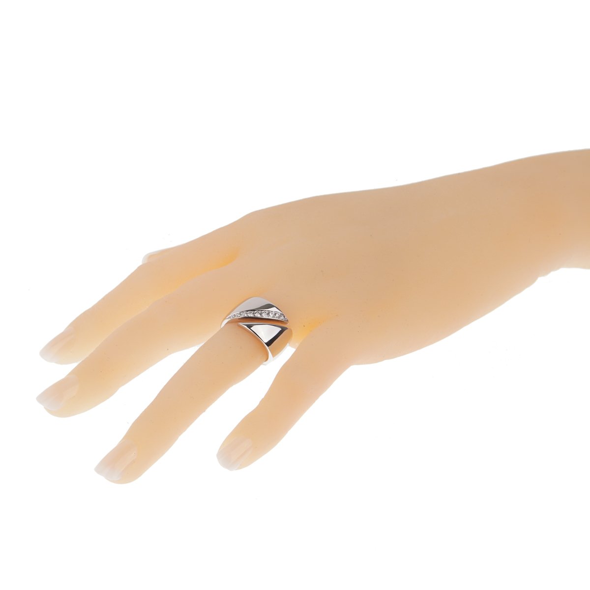 Herthtmes Vintage Bypass Diamond 18k White Gold Cocktail Ring