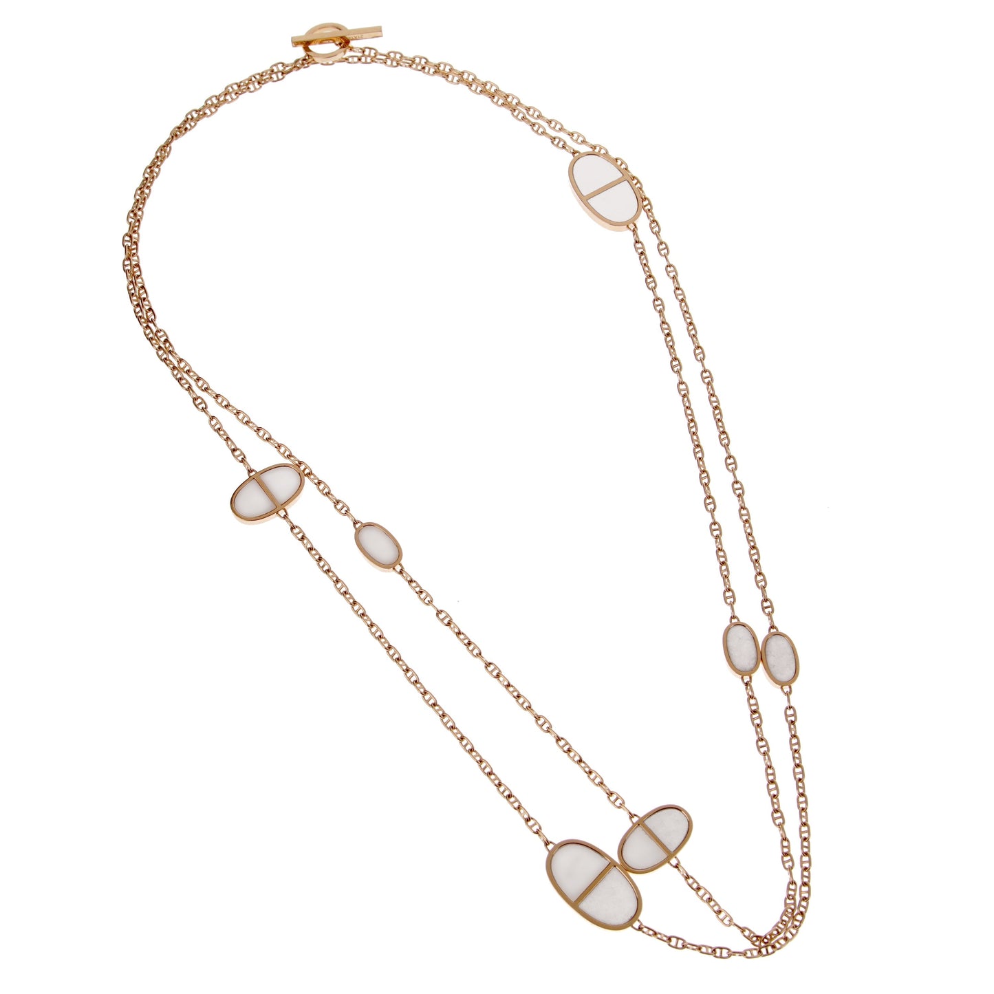 Herthtmes Ceramic 18k Rose Gold Chaine d'Ancre Sautoir Necklace
