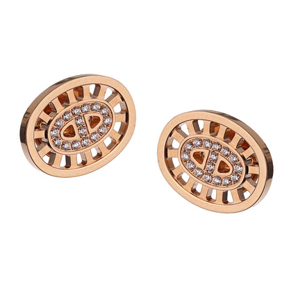 Herthtmes Chaine d'Ancre Rose Gold Diamond Earrings