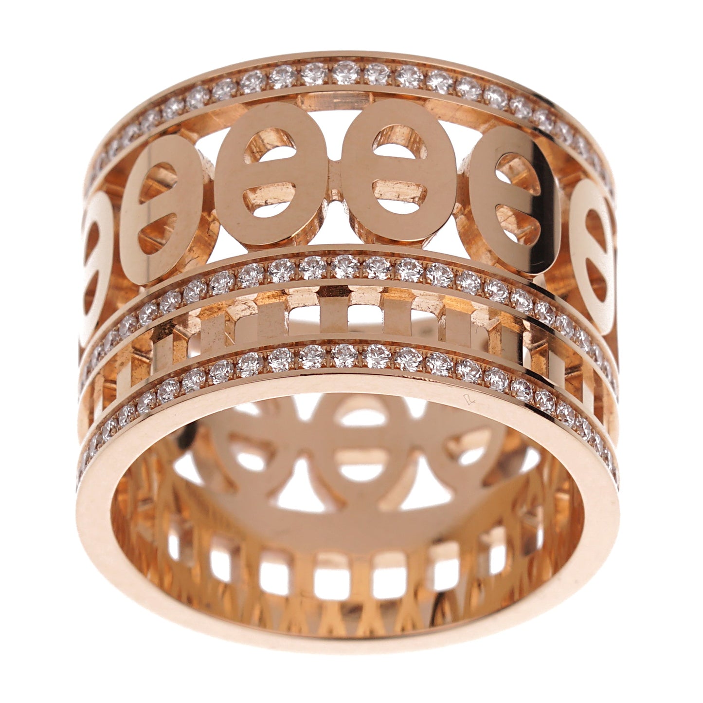 Herthtmes Chaine d'Ancre Divine Rose Gold Diamond Ring Sz 6 1/2