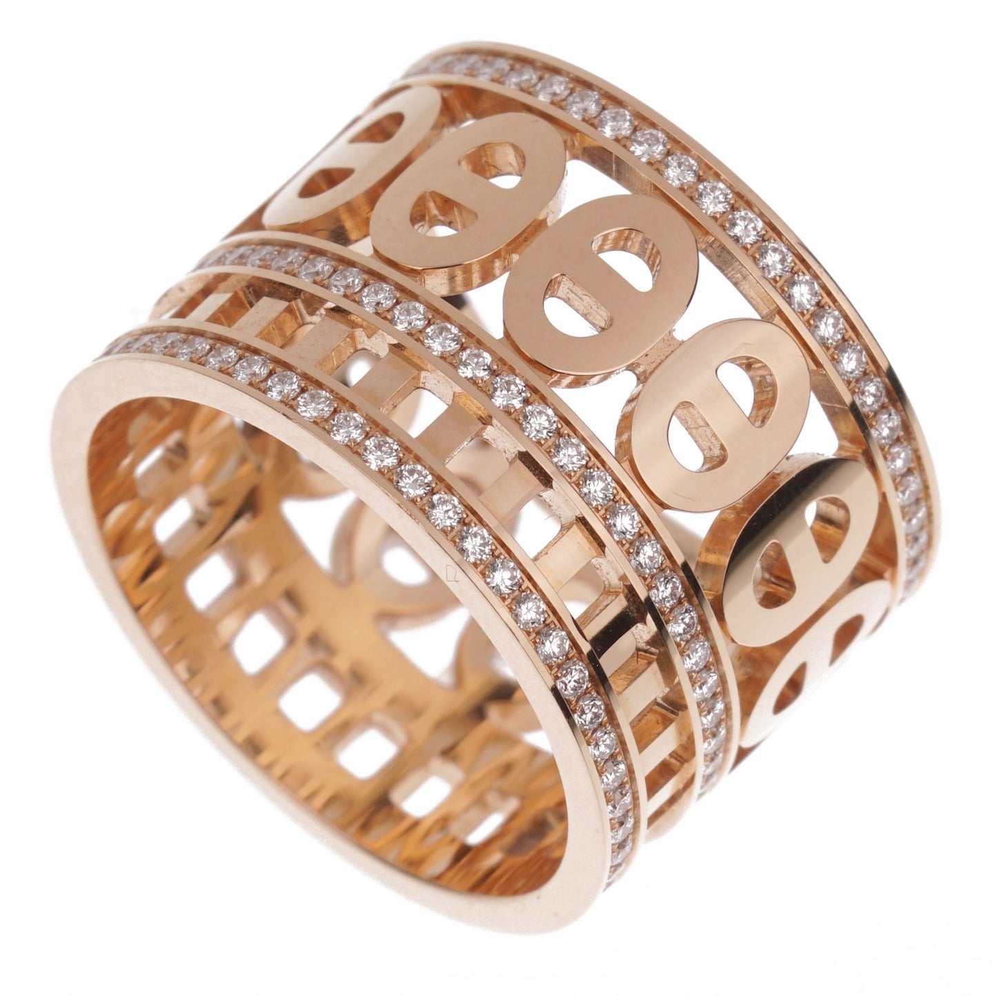 Herthtmes Chaine d'Ancre Divine Rose Gold Diamond Ring Sz 6 1/2