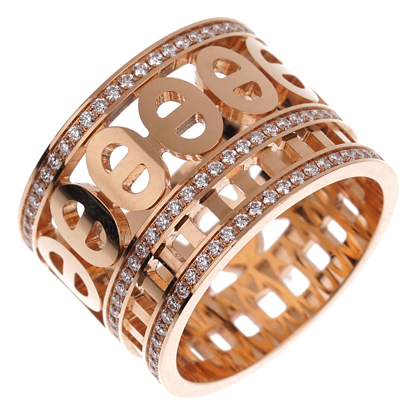 Herthtmes Chaine d'Ancre Divine Rose Gold Diamond Ring Sz 6 1/2