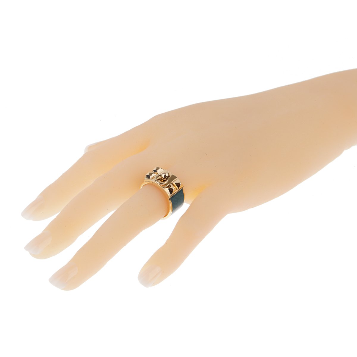 Herthtmes Collier De Chien Blue Enamel 18k Yellow Gold Ring Sz 6