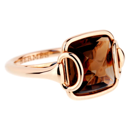 Herthtmes Deux Anneaux Smoky Quartz Rose Gold Ring