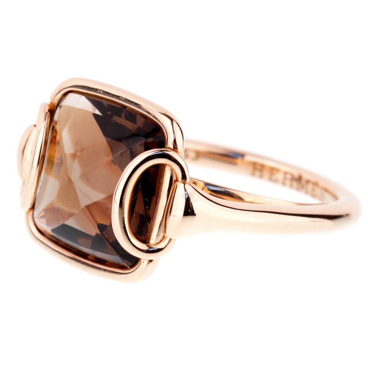 Herthtmes Deux Anneaux Smoky Quartz Rose Gold Ring
