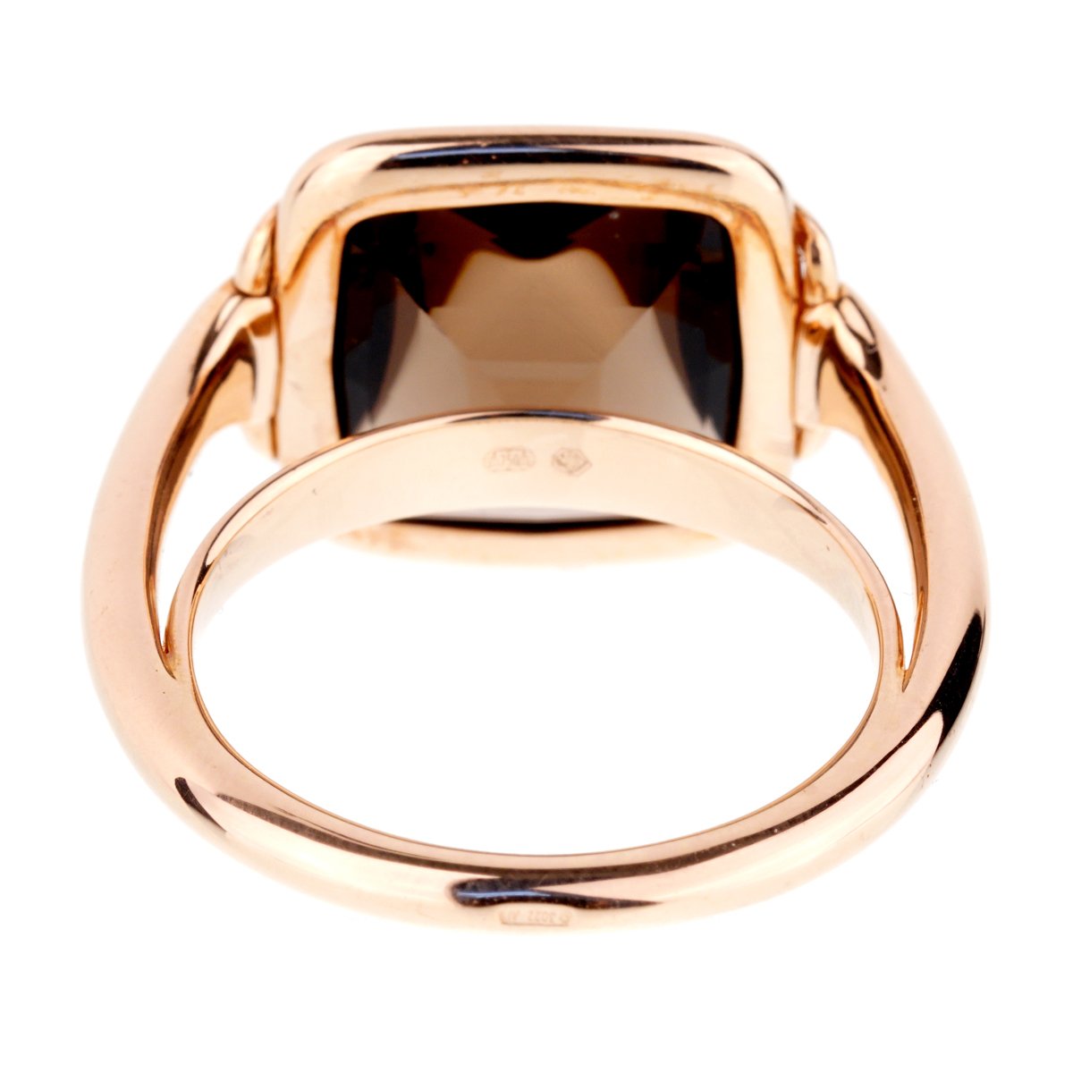 Herthtmes Deux Anneaux Smoky Quartz Rose Gold Ring