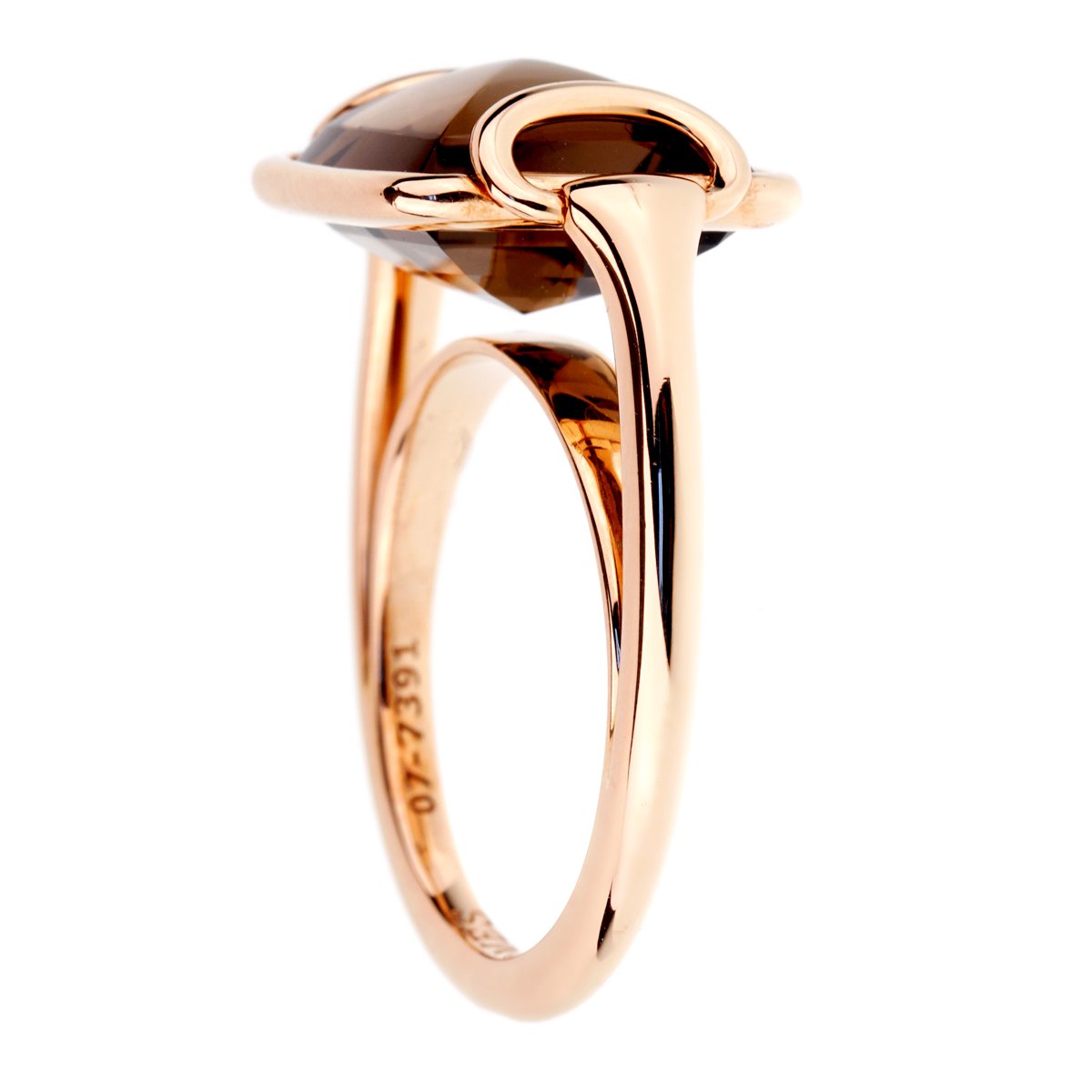 Herthtmes Deux Anneaux Smoky Quartz Rose Gold Ring