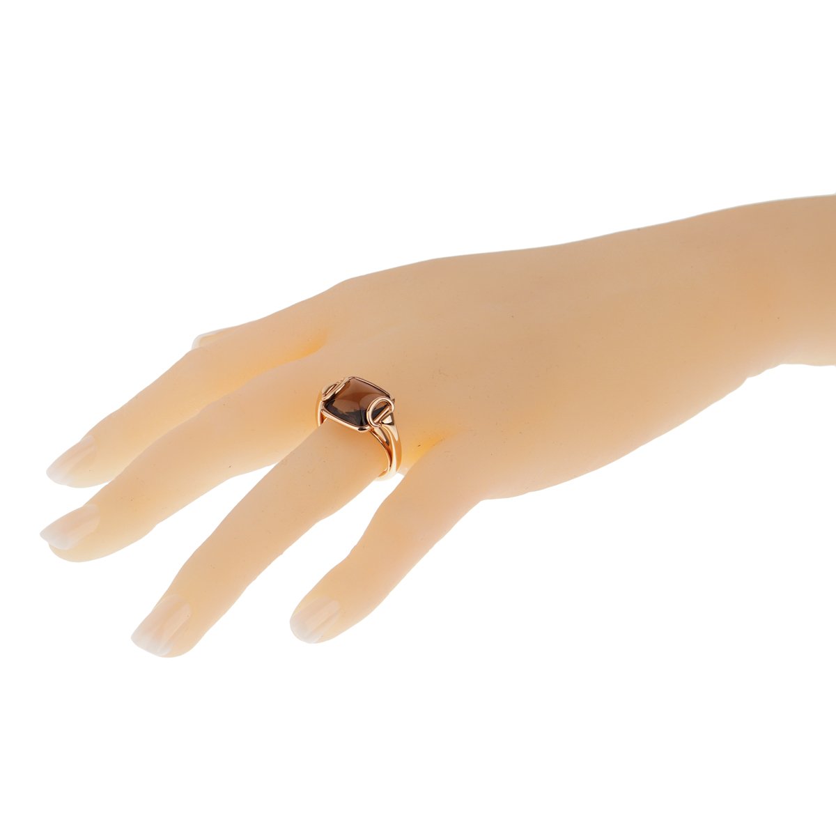 Herthtmes Deux Anneaux Smoky Quartz Rose Gold Ring