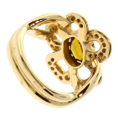 Herthtmes Diamond Citrine Flower Gold Ring