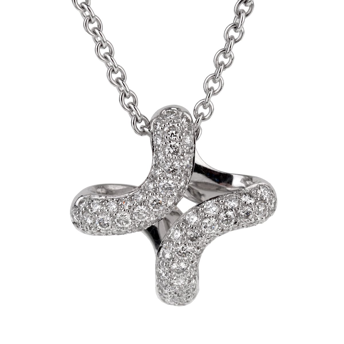 Herthtmes Diamond H White Gold Pendant Necklace