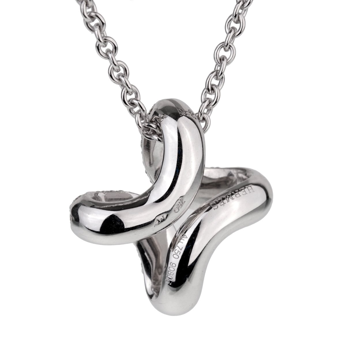 Herthtmes Diamond H White Gold Pendant Necklace