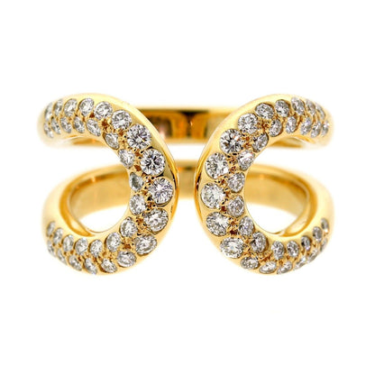 Herthtmes Diamond H 18k Yellow Gold Cocktail Ring