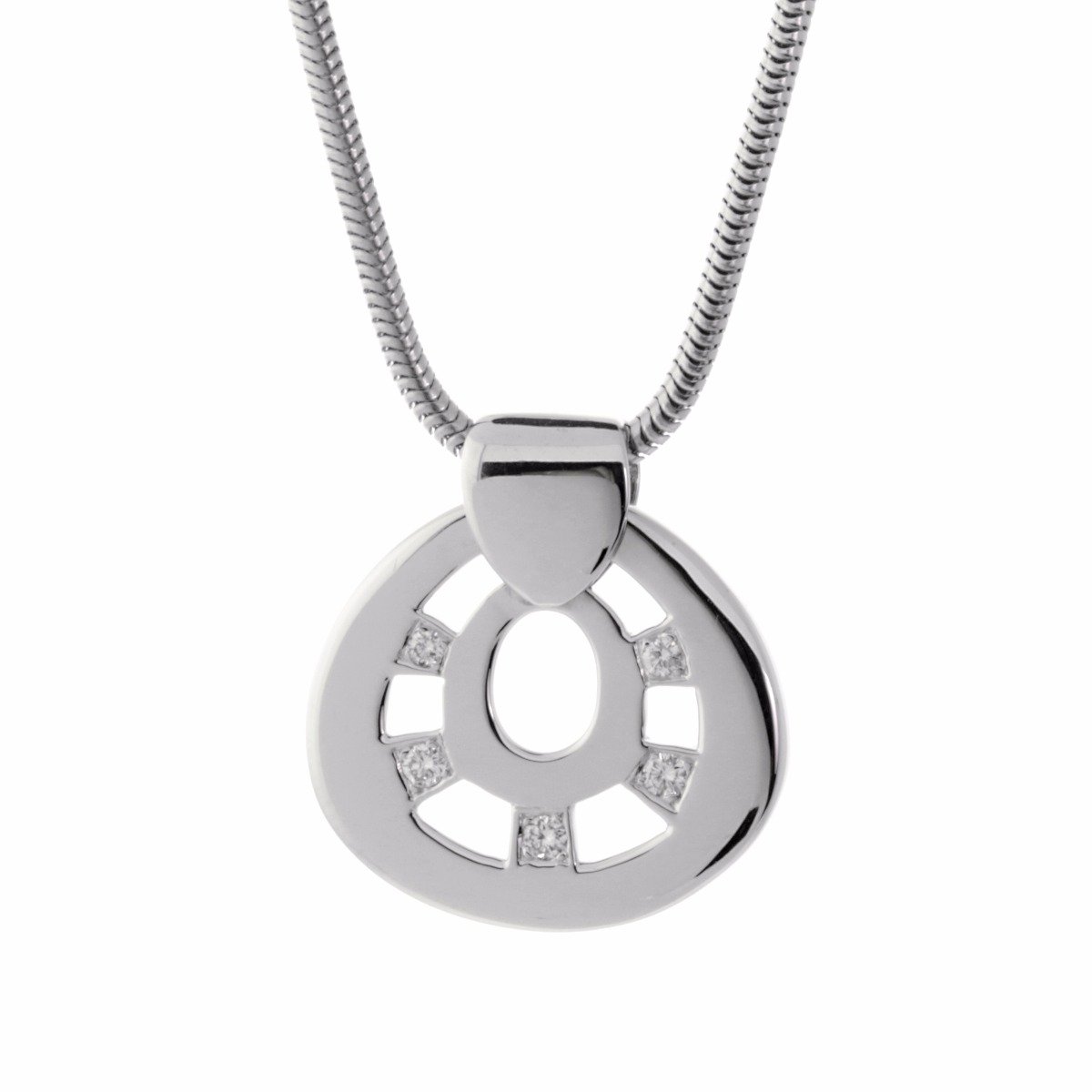 Herthtmes Diamond Pendant White Gold Necklace