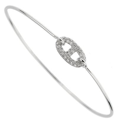 Herthtmes Farandole White Gold Diamond Large Bangle Bracelet