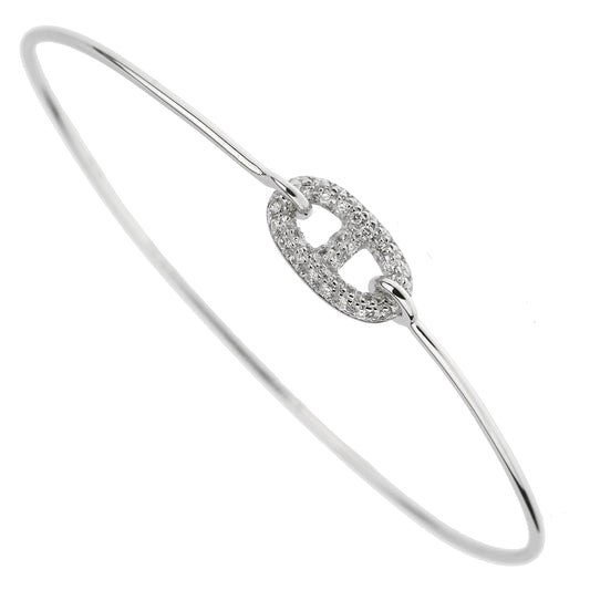 Herthtmes Farandole White Gold Diamond Large Bangle Bracelet