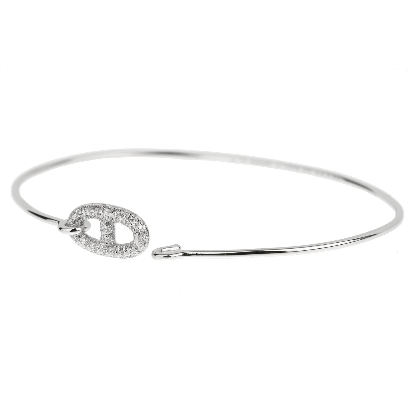 Herthtmes Farandole White Gold Diamond Large Bangle Bracelet