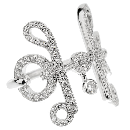 Herthtmes Filet D'or Diamond 18k White Gold Cocktail Ring Sz 5 1/2