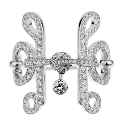 Herthtmes Filet D'or Diamond 18k White Gold Cocktail Ring Sz 5 1/2