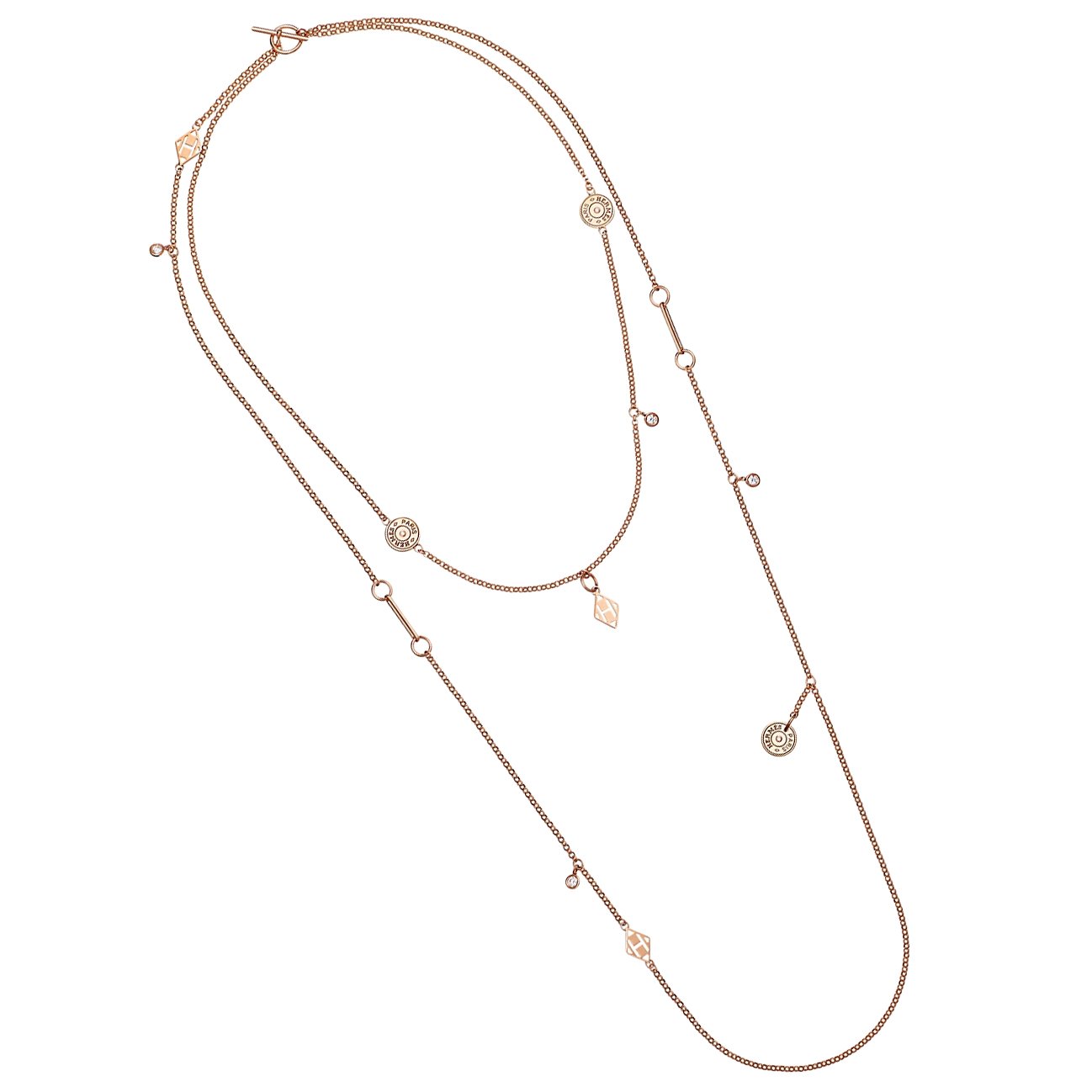 Herthtmes Gambade Long Rose Gold Diamond Necklace