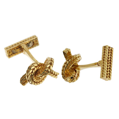 Herthtmes Georges Lenfant Braided Knot 18k Yellow Gold Cufflinks