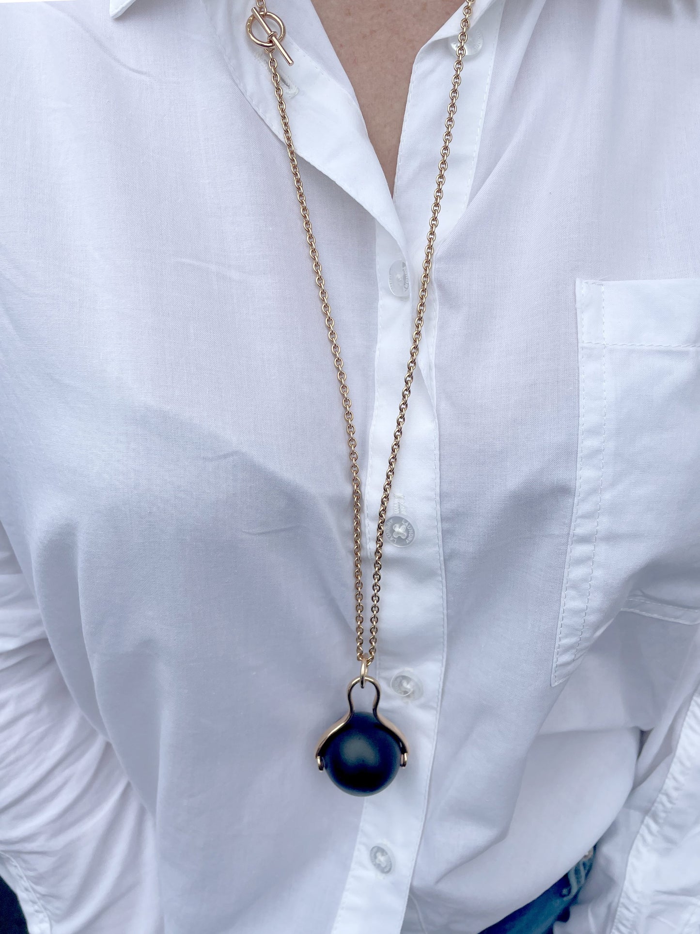 Herthtmes Horsebit 18k Rose Gold Sautoir Pendant Necklace