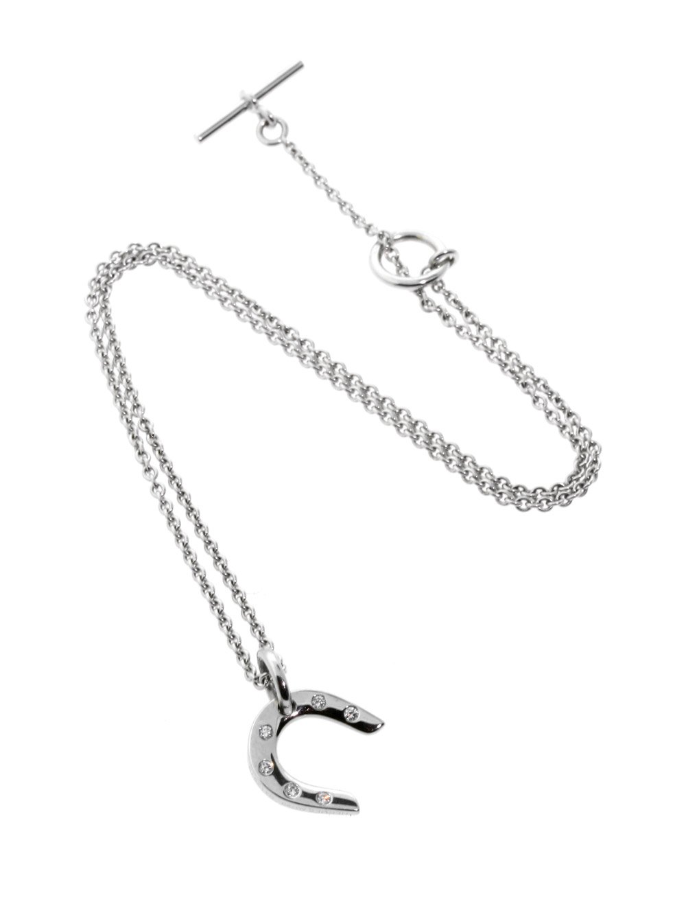 Herthtmes Horseshoe Diamond Necklace in White Gold