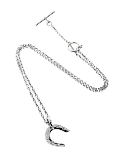 Herthtmes Horseshoe Diamond Necklace in White Gold