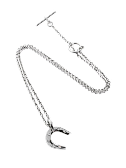 Herthtmes Horseshoe Diamond Necklace in White Gold