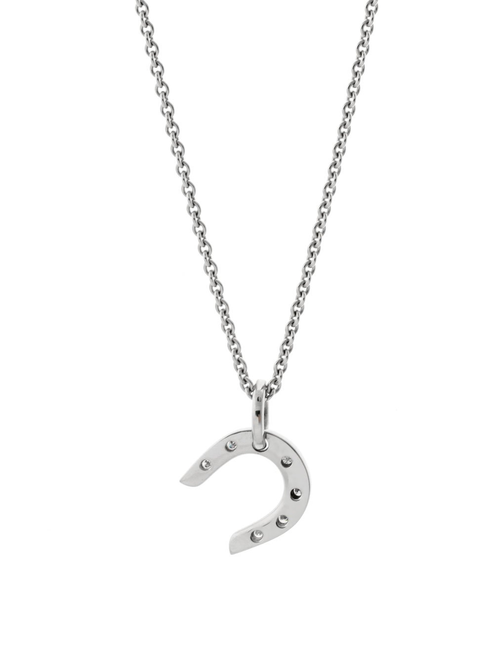 Herthtmes Horseshoe Diamond Necklace in White Gold