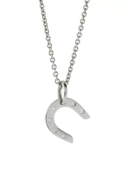Herthtmes Horseshoe Diamond Necklace in White Gold