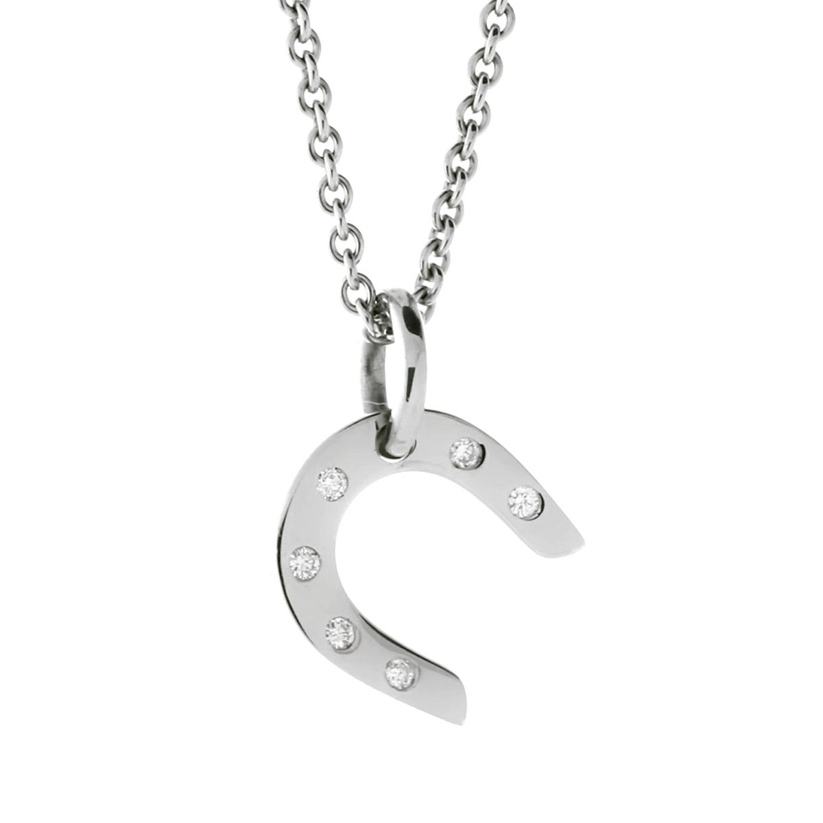 Herthtmes Horseshoe Diamond White Gold Necklace