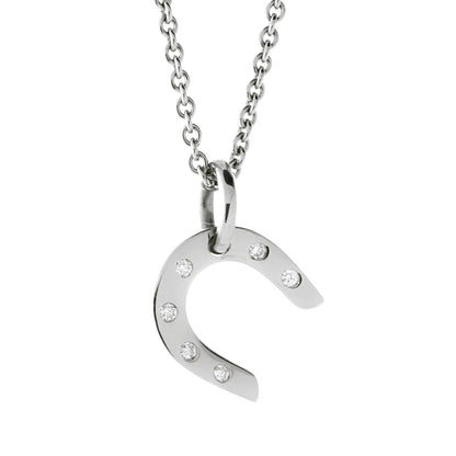 Herthtmes Horseshoe Diamond White Gold Necklace