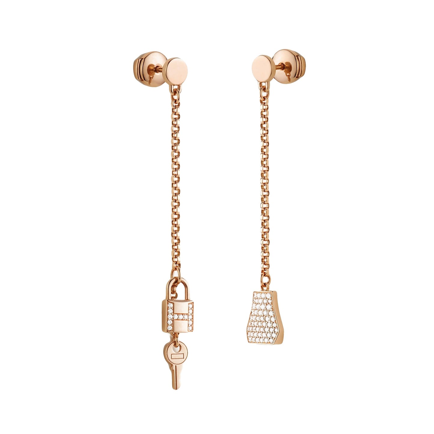 Herthtmes Kelly Clochette Rose Gold Diamond Drop Earrings