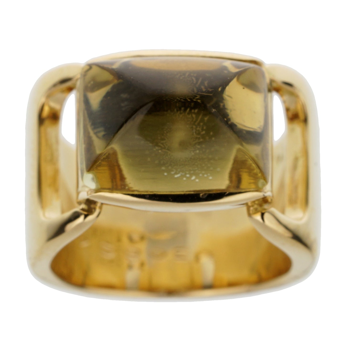 Herthtmes Lemon Quartz Vintage Cocktail 18k Yellow Gold Ring Sz 5 1/4