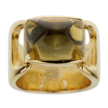Herthtmes Lemon Quartz Vintage Cocktail 18k Yellow Gold Ring Sz 5 1/4